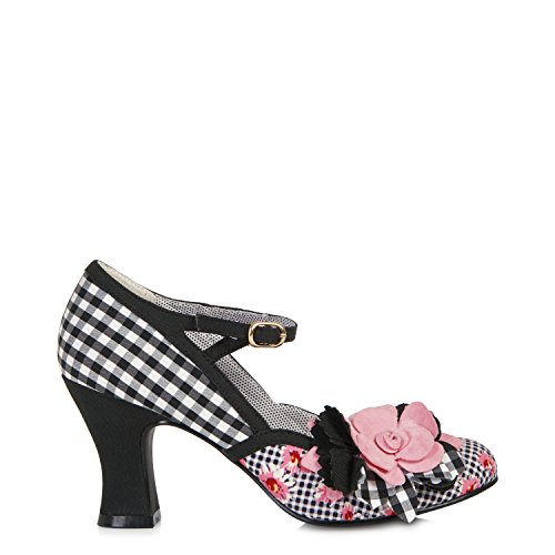 Ruby Shoo DEE Vintage Gingham FLOWER Riemchen PUMPS High Heels Rockabilly (36) - 2