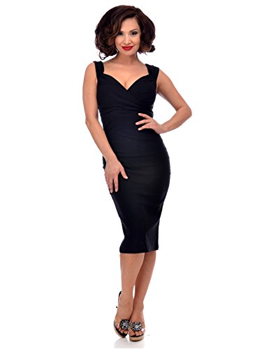 Rockabilly Bleistiftkleid 50er Jahre Kleid - Diva Dress Midi Kleid Schwarz