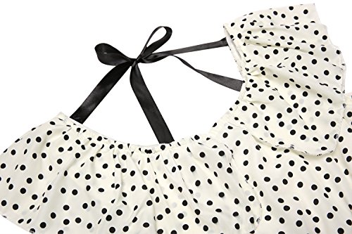 Zeagoo Damen Vintage Sommerkleid Punkt Partykleid Polka Dots O-Ausschnitt Minikleid mit Gürtel - 5
