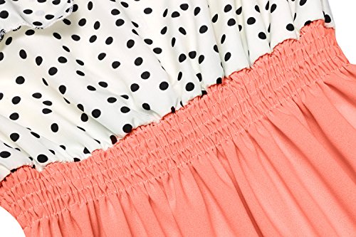 Zeagoo Damen Vintage Sommerkleid Punkt Partykleid Polka Dots O-Ausschnitt Minikleid mit Gürtel - 7