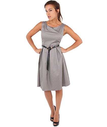 KRISP Damen Vintage Kleid Gepunktet_(7045-MOC-14) -
