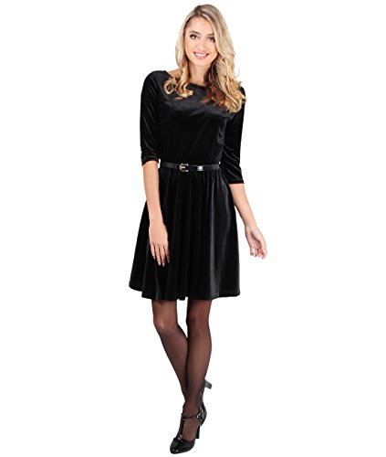 KRISP Damen Vintage Samt Kleid_(9364-BLK-M) -