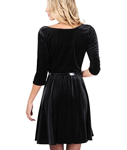 KRISP Damen Vintage Samt Kleid_(9364-BLK-M) -