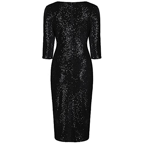 Pretty Kitty 40er Schwarz Bodycon Sequin Hollywood Bleistift Wiggle Kleid