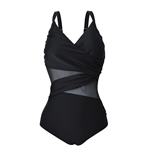 FeelinGirl Frauen mit Rüschen besetzt Plus Size One Piece Badeanzug Badeanzug Monokini