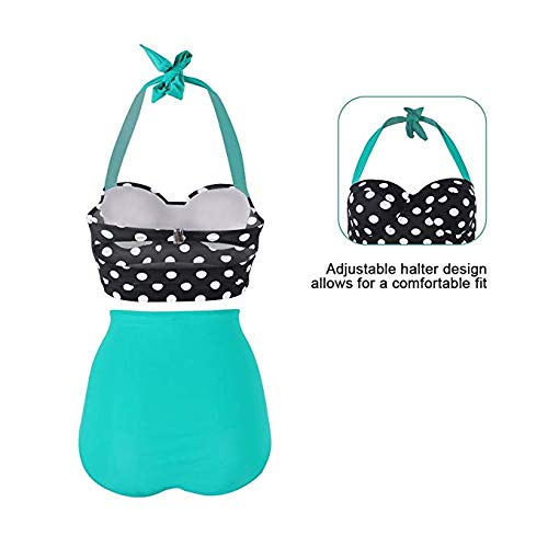 FeelinGirl 50er Damen Frauen Badeanzug Bademode Rockabilly Bikini Set-Hohe Taillen-Neckholder-bauchweg - 3