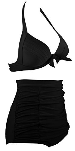 Angerella Vintage Bademode mit Faltenwurf hohe Taille Bikini Set (SST016-B1-5XL) - 