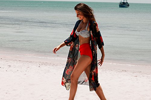 Angerella Damen Retro Stil Bademode Polka-Punkt mit hoher Taille Bikini Set Badeanzug (BKI033-R1-2XL) - 7