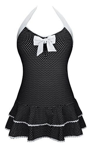 Angerella Retro Vintage Pin Up Bikini Halter Monokinis Badeanzug(SST064-B1-3XL)