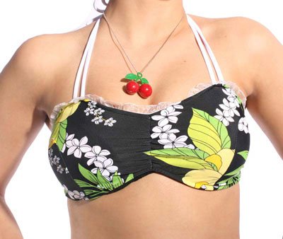 Hawaii Flower rockabilly retro pin up Hibiskus Blüten Ruffle Panty Bikini - 