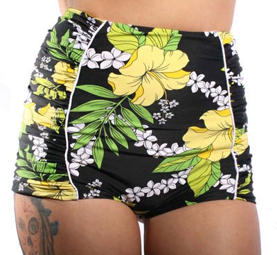 Hawaii Flower rockabilly retro pin up Hibiskus Blüten Ruffle Panty Bikini - 
