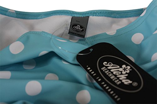 Aloha-Beachwear Rockabilly Vintage Look Neckholder Damen Badeanzug mit Polka Dots gepunktet Punkte A3039 (L / 40 / UK 14, Türkis / Weiss) - 4