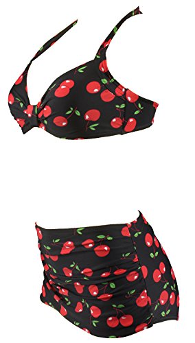Aloha-Beachwear Damen Bikini A1047 Schwarz/Kirschen Gr. 40 - 2