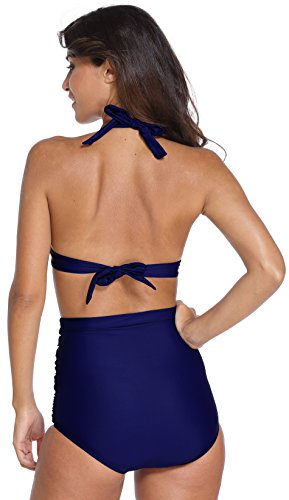 EasyMy Damen 50s Schwarz Retro Bademode Hohe Taille Zwei Stück - 