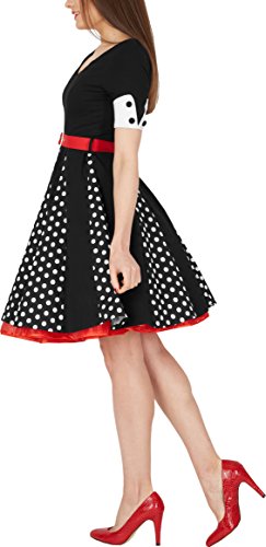 BlackButterfly 'Kelly' Vintage Polka-Dots Swingkleid (Schwarz, EUR 48 - 3XL) -