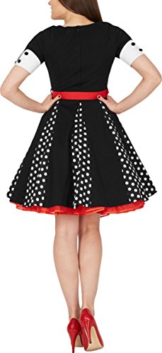 BlackButterfly 'Kelly' Vintage Polka-Dots Swingkleid (Schwarz, EUR 48 - 3XL) -