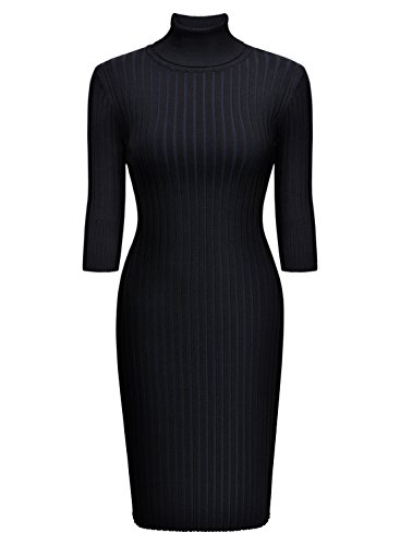 Miusol Wollkleid Strickkleid hoher Kragen figurbetontes Kleid - 5