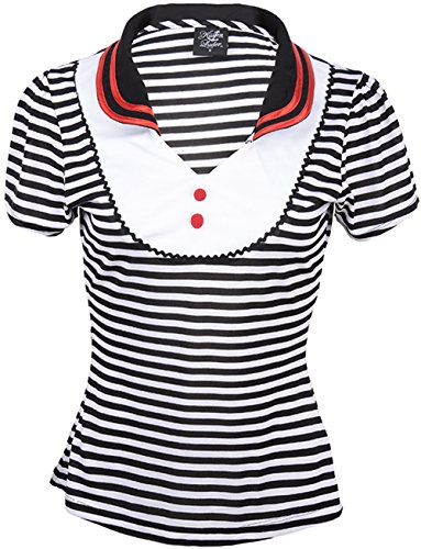 Küstenluder JANICE Sailor Striped 50s RETRO V-Neck SHIRT Rockabilly