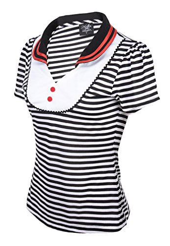 Küstenluder JANICE Sailor Striped 50s RETRO V-Neck SHIRT Rockabilly - 