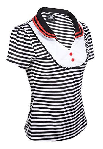 Küstenluder JANICE Sailor Striped 50s RETRO V-Neck SHIRT Rockabilly - 