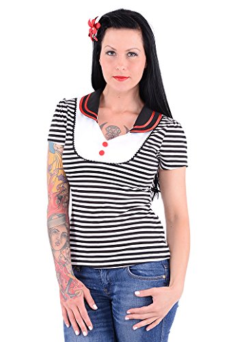 Küstenluder JANICE Sailor Striped 50s RETRO V-Neck SHIRT Rockabilly - 