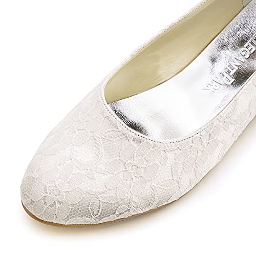 Flache Brautschuhe Ballerina Spitze Ivory oder Weiß - 5