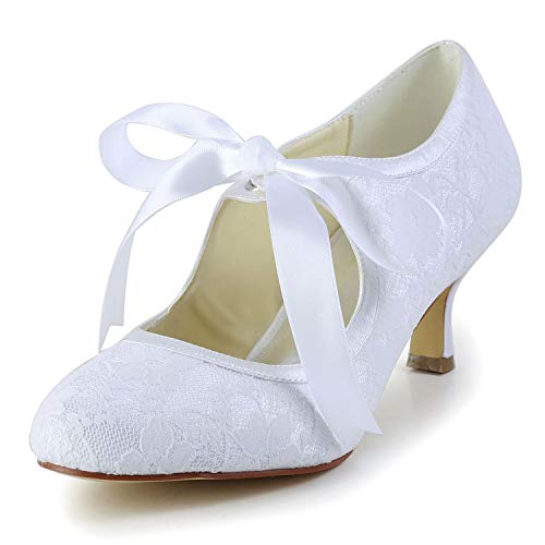 Jia Jia Wedding 14031 Hochzeitsschuhe Brautschuhe Damen Pumps weiß, EU 35