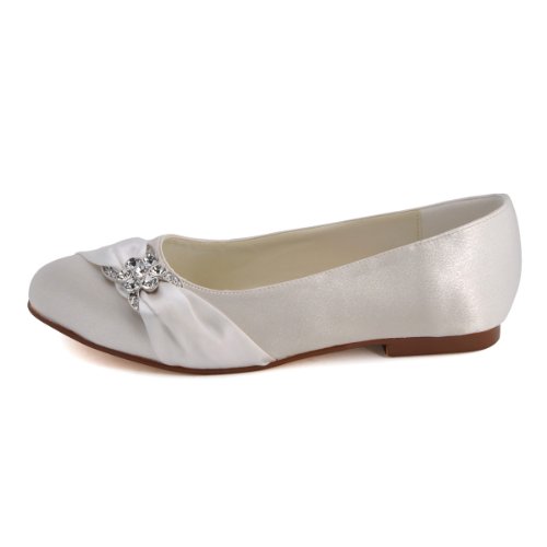 Bequeme flache Brautschuhe Ballerinas | Ivory - 2