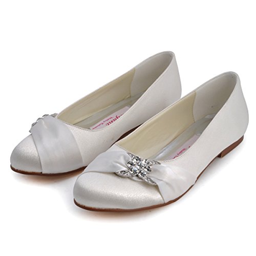 Bequeme flache Brautschuhe Ballerinas | Ivory - 5