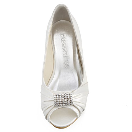 Flache Brautschuhe | Ivory Satin Strass Damen - 4