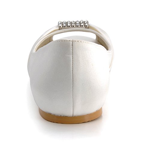 Flache Brautschuhe | Ivory Satin Strass Damen - 3