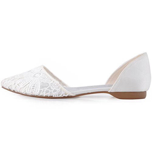 ElegantPark FC1527 Damen Lace Ballerinas Brautschuhe Ivory Gr.41 - 2