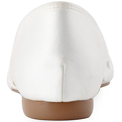 ElegantPark FC1527 Damen Lace Ballerinas Brautschuhe Ivory Gr.41 - 5