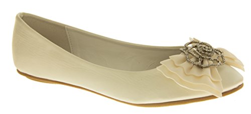 Occasions Rosie Damen Satin Ballett Flach Brautschuhe Elfenbein EU 36 - 2