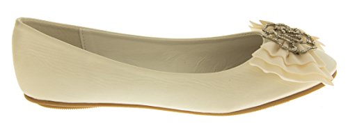 Occasions Rosie Damen Satin Ballett Flach Brautschuhe Elfenbein EU 36 - 3