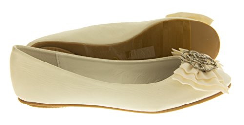 Occasions Rosie Damen Satin Ballett Flach Brautschuhe Elfenbein EU 36 - 4