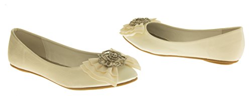 Occasions Rosie Damen Satin Ballett Flach Brautschuhe Elfenbein EU 36 - 6