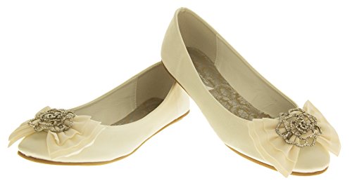 Occasions Rosie Damen Satin Ballett Flach Brautschuhe Elfenbein EU 36 - 7