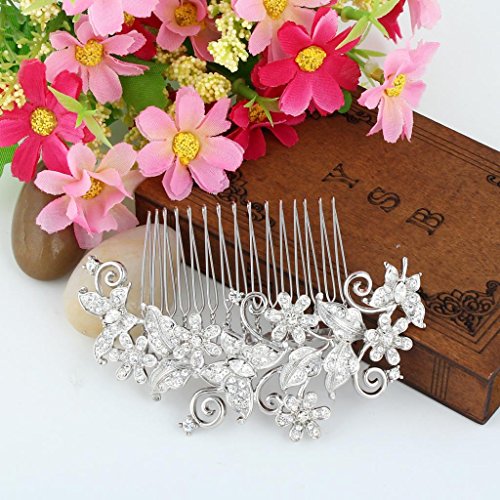 EVER FAITH® Kristall Vintage Inspiriert Schmetterling Blume Hochzeit Haarkamm Haarschmuck N03349-1 - 5