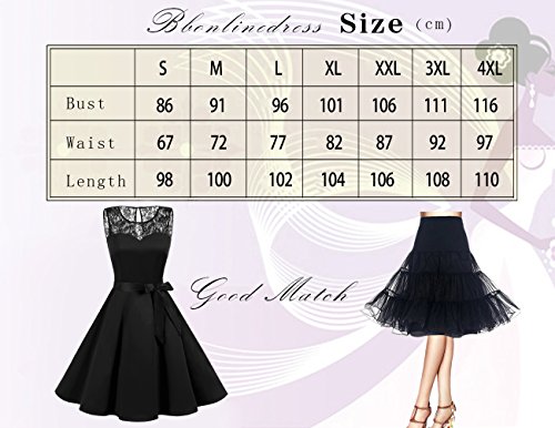 Bbonlinedress 1950er Ärmellos Vintage Retro Spitzenkleid Rundhals Abendkleid Dark Green 4XL - 7