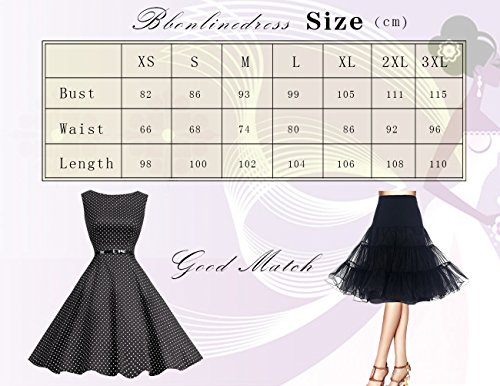 Bbonlinedress 50s Vintage Retro U-Ausschnitt Rockabilly Cocktail Party Kleider Navy Flower M - 2