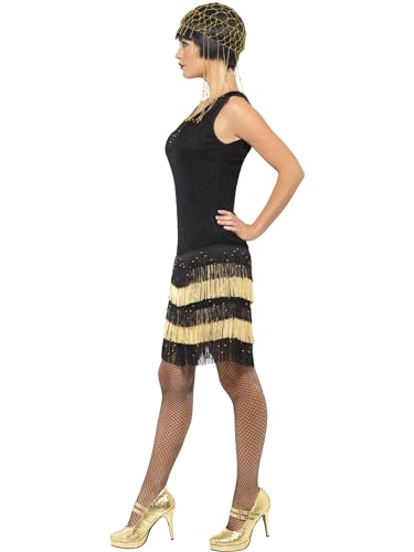 Smiffys, Damen 20er Fringed Flapper Kostüm, Kleid mit Spitzenfront und perlenbesticktem Saum, Größe: S, 33676 - 2