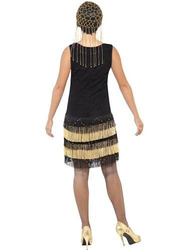 Smiffys, Damen 20er Fringed Flapper Kostüm, Kleid mit Spitzenfront und perlenbesticktem Saum, Größe: S, 33676 - 3