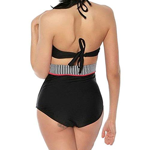 Booolavard® Vintage Push Up Bikini im Retro Rockabilly Style in schwarz/rot/weiß Größen S M L oder XL (L (38-40)) - 3