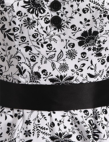 Dressystar Vintage Tupfen Retro Cocktail Abschlussball Kleider 50er 60er Rockabilly Neckholder Schädel XS - 5