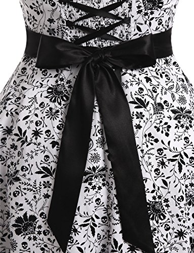 Dressystar Vintage Tupfen Retro Cocktail Abschlussball Kleider 50er 60er Rockabilly Neckholder Schädel XS - 6