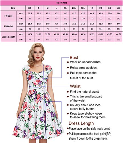 Damen rockabilly kleid 50er jahre kleid festliche kleider vintage knielang partykleider Größe M CL6086-4 - 3