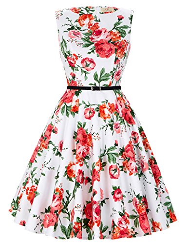 50er jahre vintage Rockabilly kleid partykleid blumen kleid Hepburn Stil Swing-kleid Größe S CL6086-39