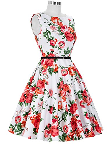 50er jahre vintage Rockabilly kleid partykleid blumen kleid Hepburn Stil Swing-kleid Größe S CL6086-39 - 6