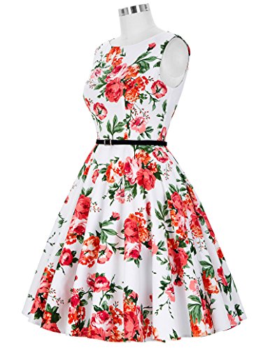 50er jahre vintage Rockabilly kleid partykleid blumen kleid Hepburn Stil Swing-kleid Größe S CL6086-39 - 6